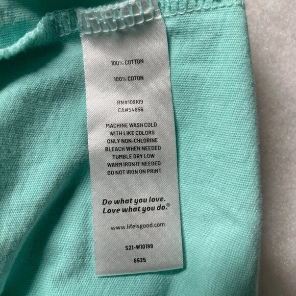 Life is Good Womens Turquoise Lightweight Flip Flop Graphic Pullover Hoodie Sz L - Picture 4 of 9